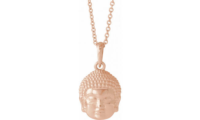 14K Rose 14.7x10.5 mm Meditation Buddha 16-18 Necklace - 86871602P