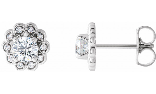 14K White 5/8 CTW Diamond Halo-Style Earrings - 86663605P