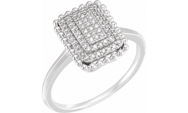 14K White 1/5 CTW Diamond Rectangle Cluster Ring - 65224560000P