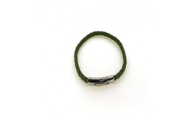 Southern Gates Sterling Silver Green Braided Leather Bracelet