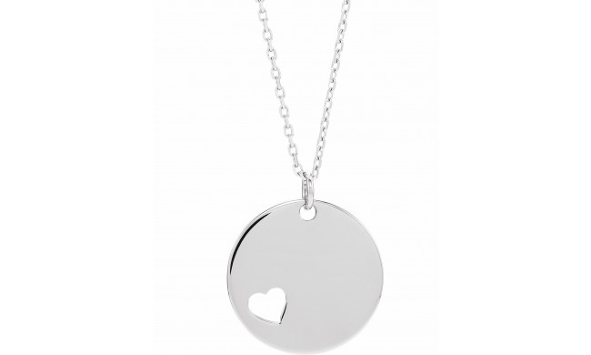 14K White Pierced Heart Disc 16-18 Necklace - 86619604P