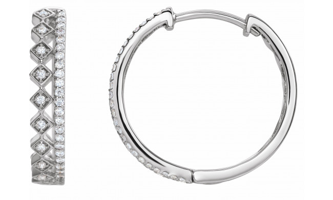 14K White 1/4 CTW Diamond Geometric Hoop Earrings - 653411601P