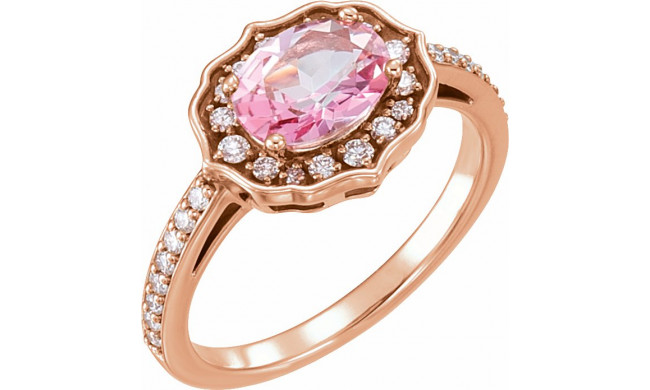 14K Rose Baby Pink Topaz & 1/3 CTW Diamond Ring - 71873602P