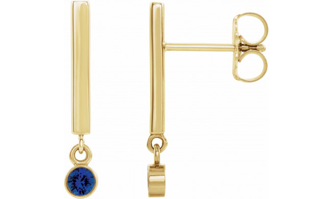 14K Yellow Blue Sapphire Bar Earrings - 869066025P