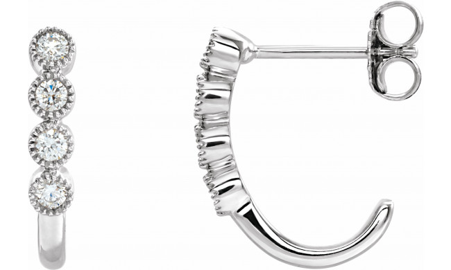 14K White 1/4 CTW Diamond J-Hoop Earrings - 653413601P
