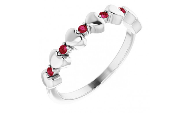 14K White Ruby Stackable Heart Ring - 71999602P