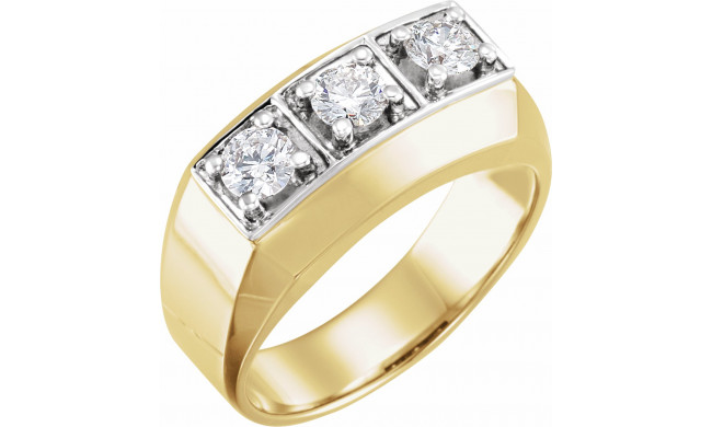 14K Yellow & White 1 CTW Diamond Men's Ring - 60692209271P