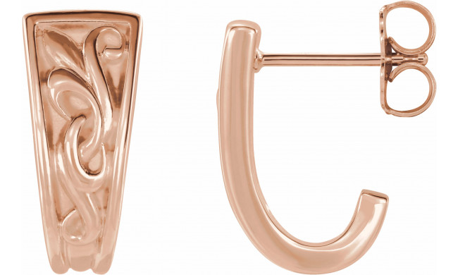 14K Rose Vintage-Inspired J-Hoop Earrings - 86732602P