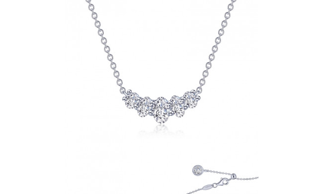 Lafonn Platinum Oval Five-Stone Necklace - N0260CLP20