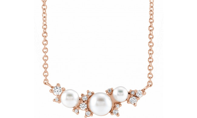 14K Rose Akoya Cultured Pearl & .08 CTW Diamond 16 Necklace - 87273122P
