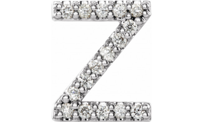 14K White .06 CTW Diamond Single Initial Z Earring - 867976130P