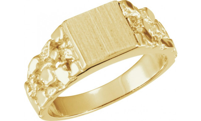 14K Yellow 9 mm Square Nugget Signet Ring - 92458861P
