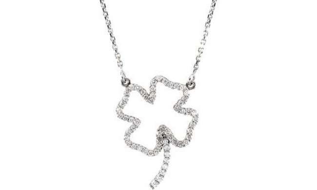 14K White 1/4 CTW Diamond Clover 16 Necklace - 6707384398P