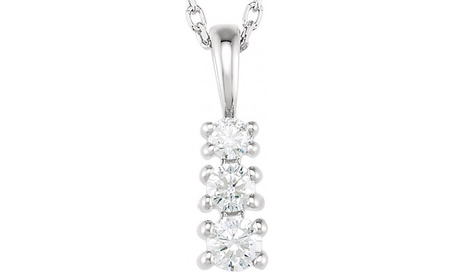14K White 1/6 CTW Diamond 3-Stone 18 Necklace - 2162460000P