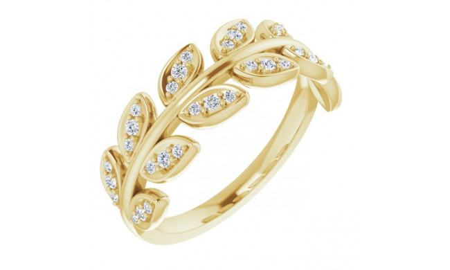 14K Yellow 1/4 CTW Diamond Leaf Ring - 123035601P