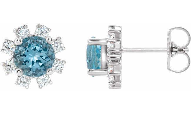 14K White Blue Zircon & 1/2 CTW Diamond Earrings - 20000286260P
