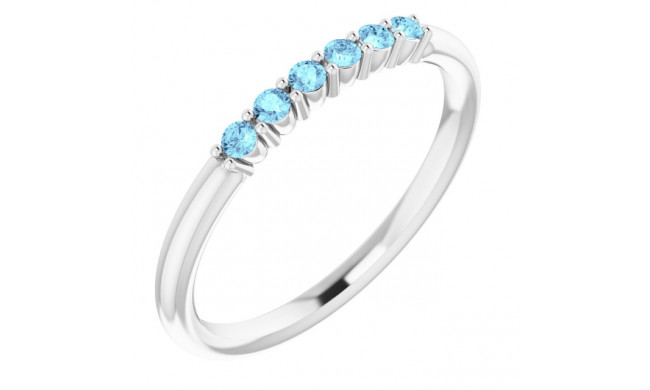 Platinum Aquamarine Stackable Ring - 123288615P