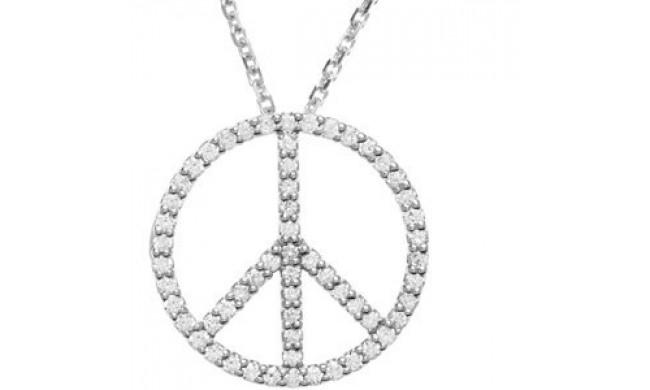 14K White 1/3 CTW Diamond Tiny Peace Sign 16 Necklace - R45184D100001P