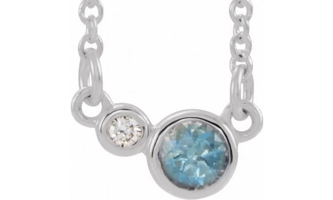 14K White Aquamarine & .02 CTW Diamond 16 Necklace - 86793619P