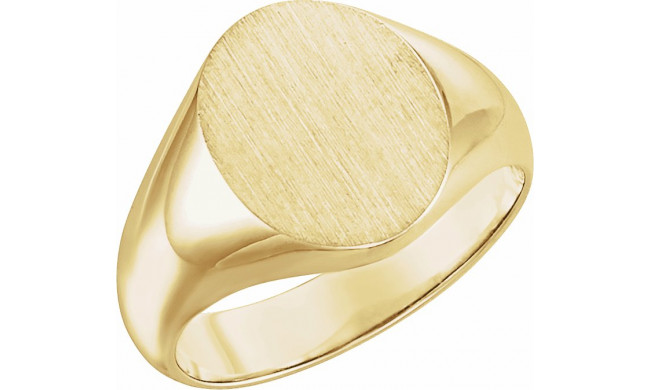 14K Yellow 12x10 mm Oval Signet Ring - 5543112666P