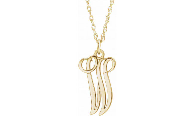 14K Yellow Script Initial W 16-18 Necklace - 8709010048P