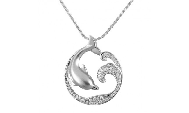 Alamea Sterling Silver and CZ Dolphin Pendant
