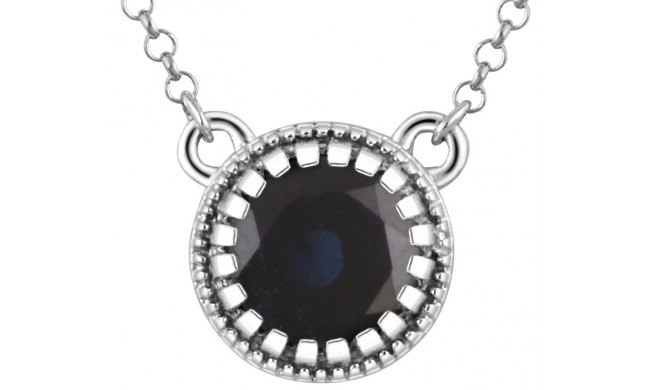 14K White Blue Sapphire September 18 Birthstone Necklace - 651611118P