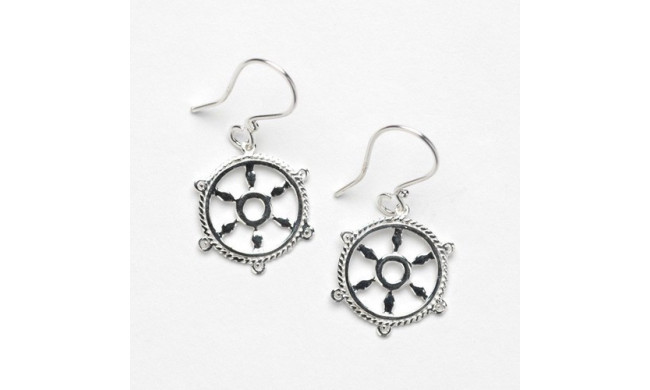 Southern Gates Harbor Series Sterling Silver Ship Wheel Earrings