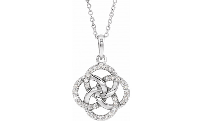 14K White 1/8 CTW Diamond Five-Fold Celtic Necklace - 86976605P