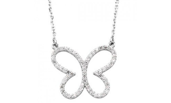 14K White 1/4 CTW Diamond Butterfly 16 Necklace - 66437100001P