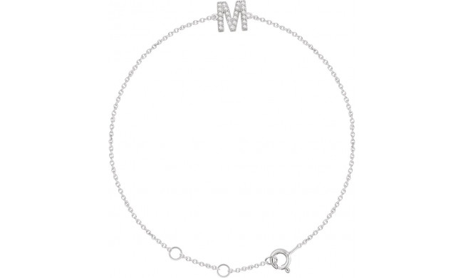 14K White .07 CTW Diamond Initial M 6-7 Bracelet - 65268960013P