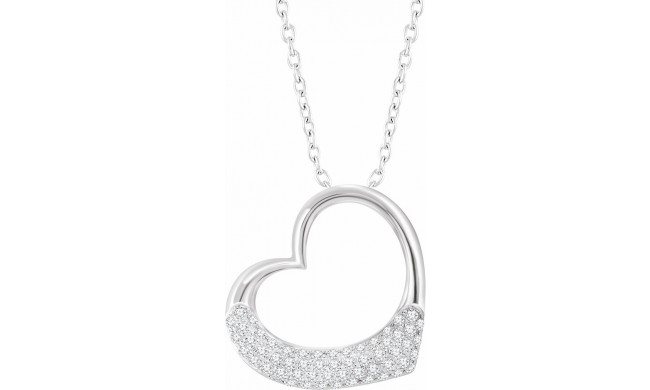 14K White 1/5 CTW Diamond Heart 16-18 Necklace - 65272160001P