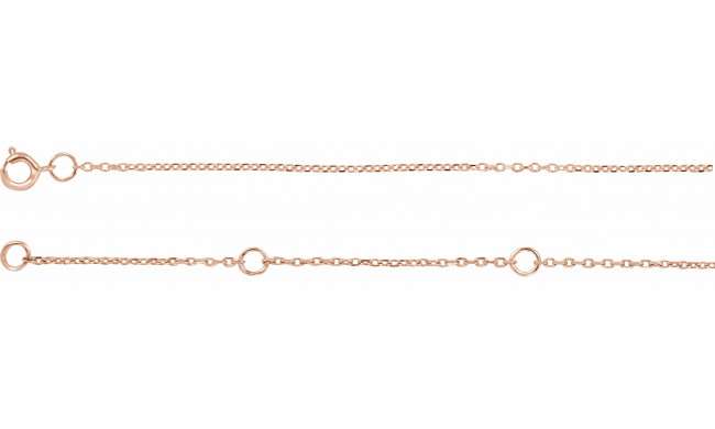 14K Rose 1 mm Adjustable Diamond-Cut Cable Chain 6 1/2-7 1/2 Bracelet - CH12360041P