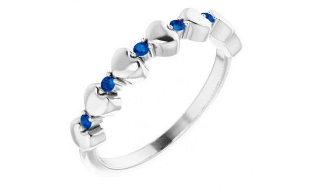 14K White Blue Sapphire Stackable Heart Ring - 71999600P