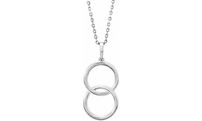14K White Interlocking Circle 18 Necklace - 86594600P