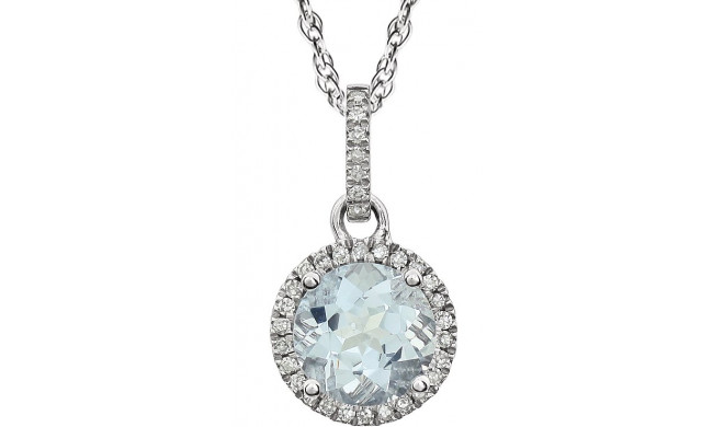 14K White Aquamarine & 1/10 CTW Diamond 18 Necklace - 65130170003P