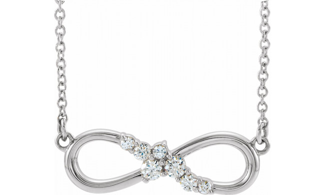 14K White 1/8 CTW Diamond Infinity-Inspired Bar 18 Necklace - 86875615P