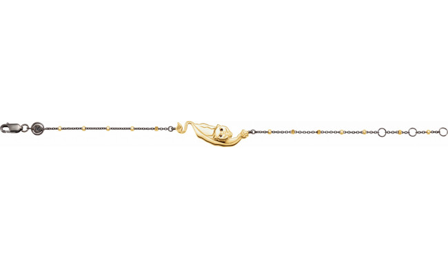 18K Yellow Vermeil & Black Rhodium-Plated Panther Symbol for Courage 7 1/2 Bracelet - 650001604P