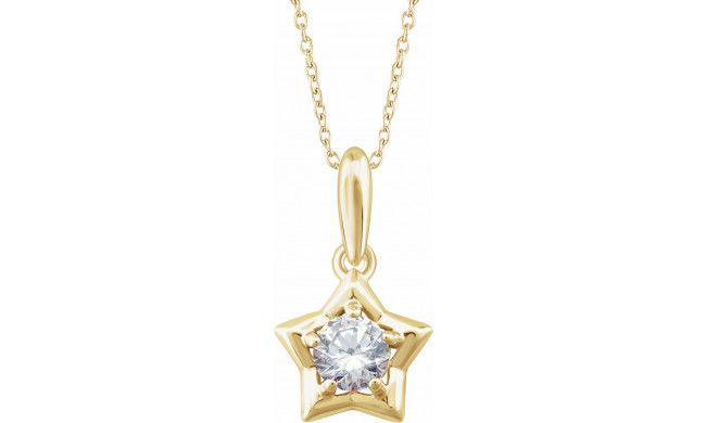 14K Yellow 3 mm Round April Youth Star Birthstone 15 Necklace - 653418643P