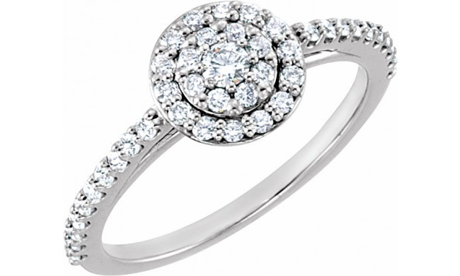 14K White 1/2 CTW Diamond Cluster Halo-Style Engagement Ring - 122023125P