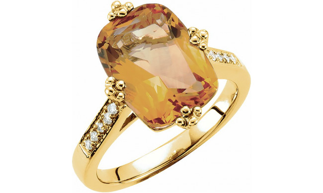 14K Yellow Citrine & .08 CTW Diamond Ring - 6724060001P
