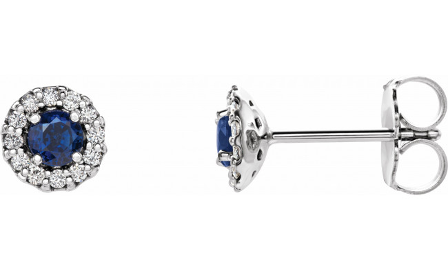 14K White Blue Sapphire & 1/8 CTW Diamond Earrings - 86509640P