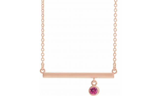 14K Rose Pink Tourmaline Bezel-Set 18 Bar Necklace - 869056157P