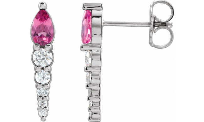 14K White Pink Tourmaline & 1/4 CTW Diamond Earrings - 870256017P