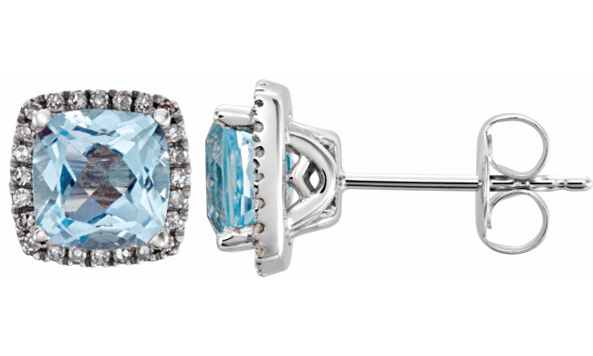 14K White Sky Blue Topaz & 1/8 CTW Diamond Earrings - 65204760001P