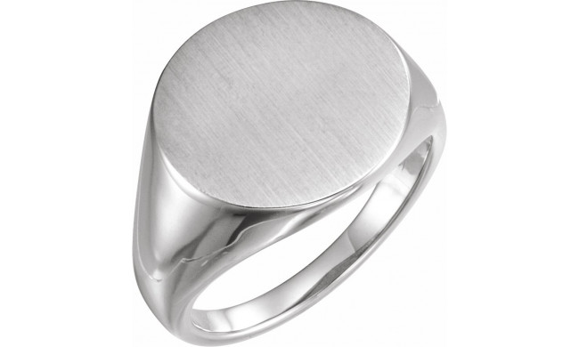 14K White 18 mm Round Signet Ring - 9130101P