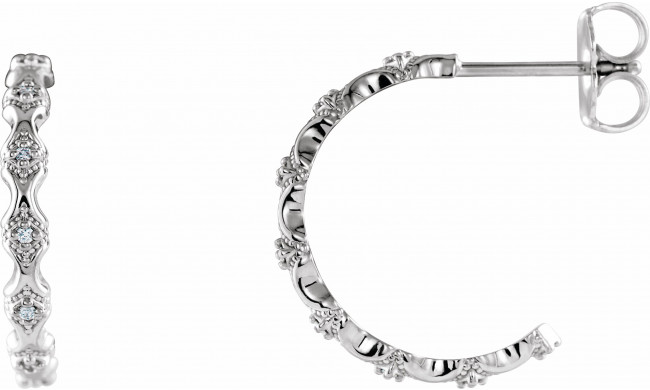 14K White .05 CTW Diamond Hoop Earrings - 86690600P