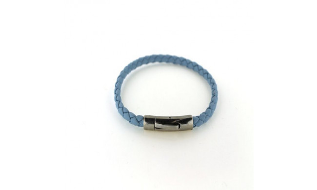 Southern Gates Sterling Silver Blue Braided Leather Bracelet