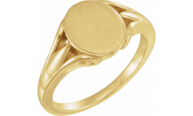14K Yellow 12x10 mm Oval Signet Ring - 9829102P