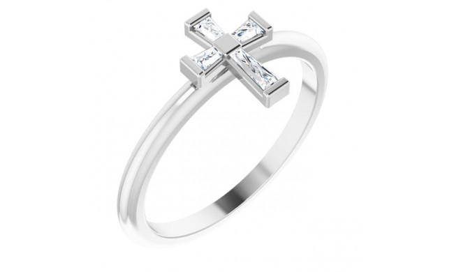 14K White 1/10 CTW Diamond Stackable Cross Ring - R43098600P